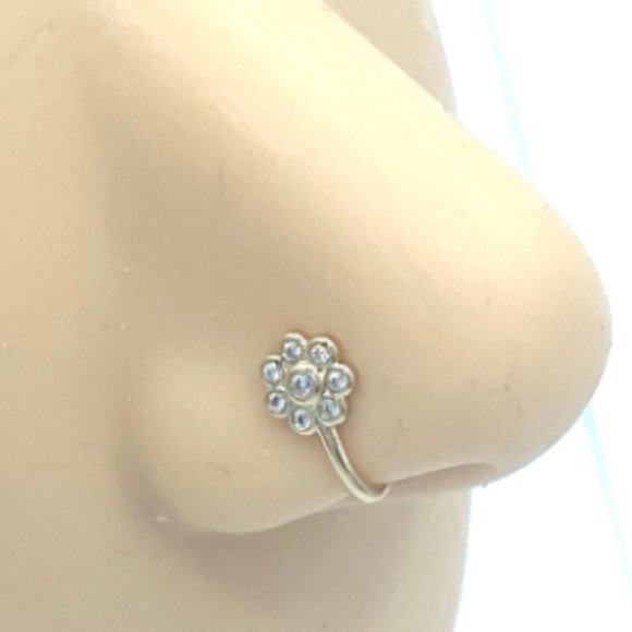 CZ Flower 24 KT Gold Plated Nose Cuff Fake Nose Rings No Piercing Jewelry - Picture 1 of 5